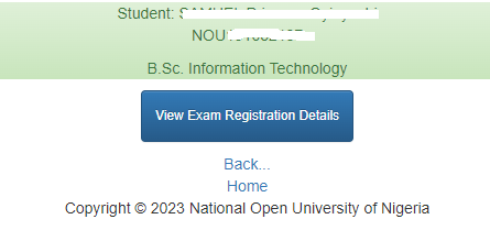 exam reg. confirmed