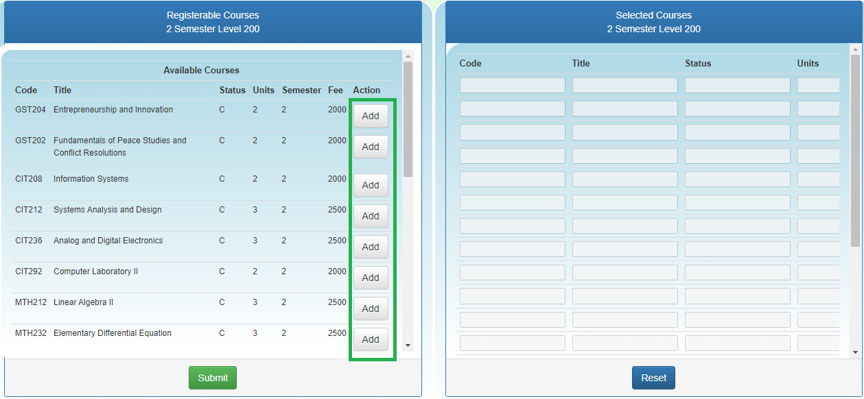 registrable courses